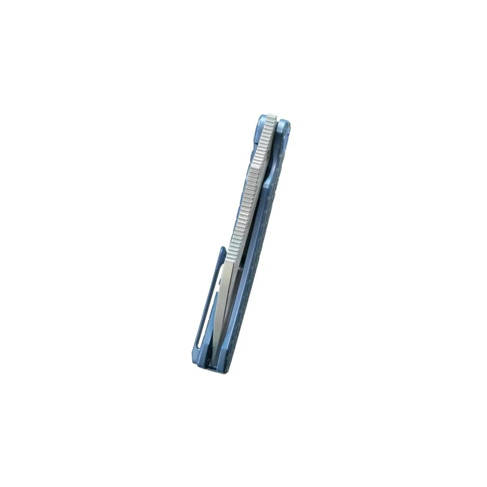 Gift Kubey Sylow Folding Kitchen Knife Blue Titanium Handle 3.46